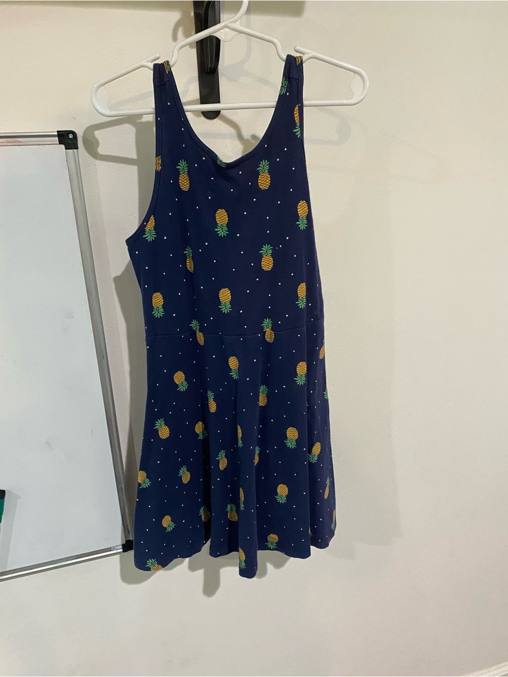 Old Navy Navy Pineapple Tank Dress with Yellow Print